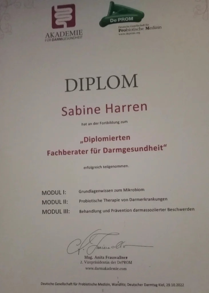 Diplomierten Fachberater fur Darmgesundheit